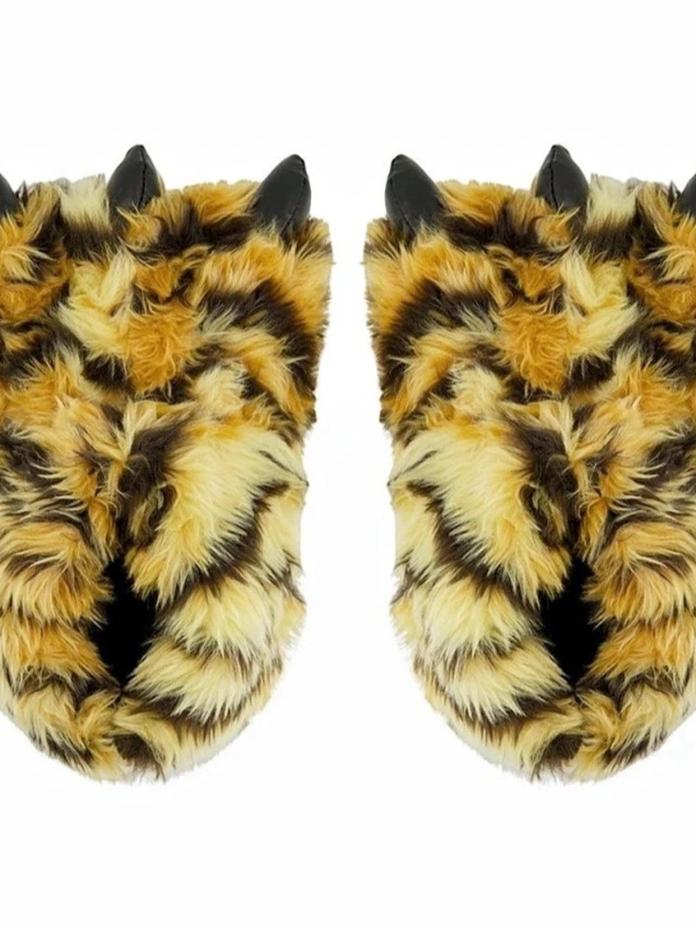 Y2K Tiger Claw Slippers Mens S/M Size 9-10 Animal Print Faux Fur Shoes Grail